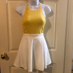 White Floral Skater Skirt